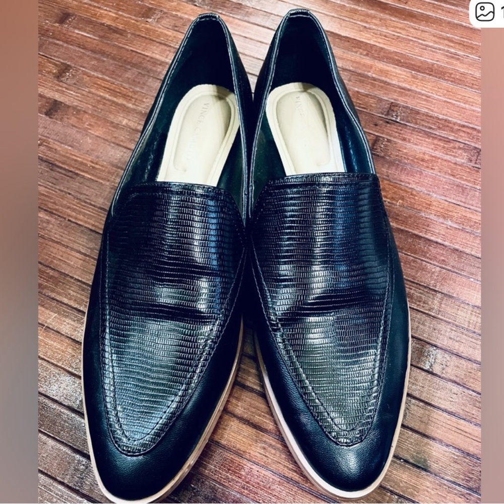 Vince Camuto Black Loafers flats with Brown Sole 8